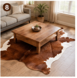 Genuine Brown and White Cowhide Rug | Chestnut Tan & Pure White Leather Area Rug | Classic Western Cowskin Floor Carpet