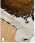 Natural Tricolor Cowhide Rug, Brown Black and White Hair-on-Hide Area Rug