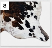 Genuine Tricolor Cowhide Rug | Black, Dark Brown & White Spotted Leather Area Rug | Authentic Symmetrical Cowskin Floor Carpet