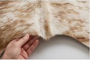 Authentic Golden Tan & White Salt Speckled Cowhide Area Rug – Genuine Natural Leather Accent Mat