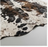 Genuine Tricolor Dark Brown & Black Speckled Cowhide Rug | Natural Salt and Pepper Spotted Cowskin Area Rug | Rustic Leather Carpet for Living Room
