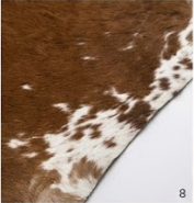Genuine Brown & White Cowhide Rug | Natural Chestnut Leather Area Rug | White Rimmed Western Cowskin Carpet for Living Room