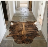 Natural Brindle Brown and Black Cowhide Rug, Genuine Hair-on-Hide Area Mat