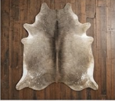 Authentic Taupe Grey & Beige Cowhide Area Rug – Genuine Natural Leather Accent Mat