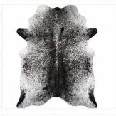 Natural Black and White Speckled Cowhide Rug, Genuine Salt-and-Pepper Area Mat