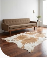 Genuine Champagne Beige & White Cowhide Rug | Natural Light Tan Spotted Cowskin Area Rug | Soft Cream Leather Carpet for Living Room