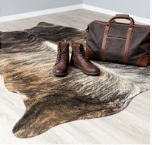 Genuine Brown Brindle Cowhide Rug | Natural Honey & Dark Striped Cow Hide Leather Area Rug | Exotic Western Living Room Floor Decor