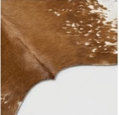 Authentic Cognac Brown & White Cowhide Area Rug – Genuine Natural Leather Accent Mat