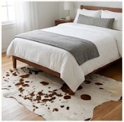 Brown and White Speckled Cowhide Rug - Genuine Leather Area Rug