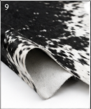 Authentic Jet Black & White Speckled Spine Cowhide Area Rug – Genuine Leather Accent Mat