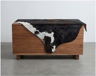 Genuine Jet Black Cowhide Rug | White Peppered Trim & Brown Spine Cowskin Area Rug | Modern Western Leather Carpet