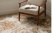 Authentic Golden Tan & White Salt Speckled Cowhide Area Rug – Genuine Natural Leather Accent Mat
