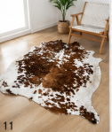 Authentic Brown and White Spotted Cowhide Area Rug – Genuine Salt & Pepper Pattern Leather Mat