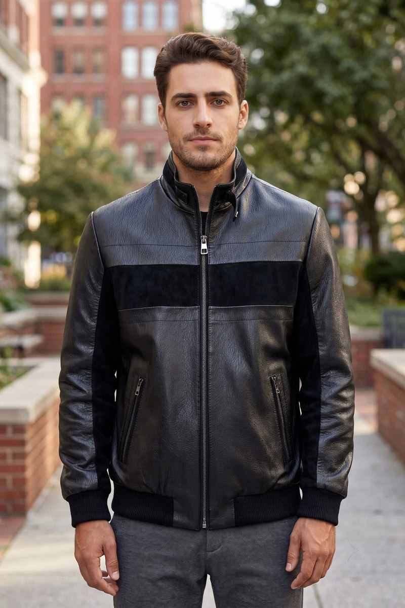 Antonio Black Suede Stylish Leather Jacket For Men