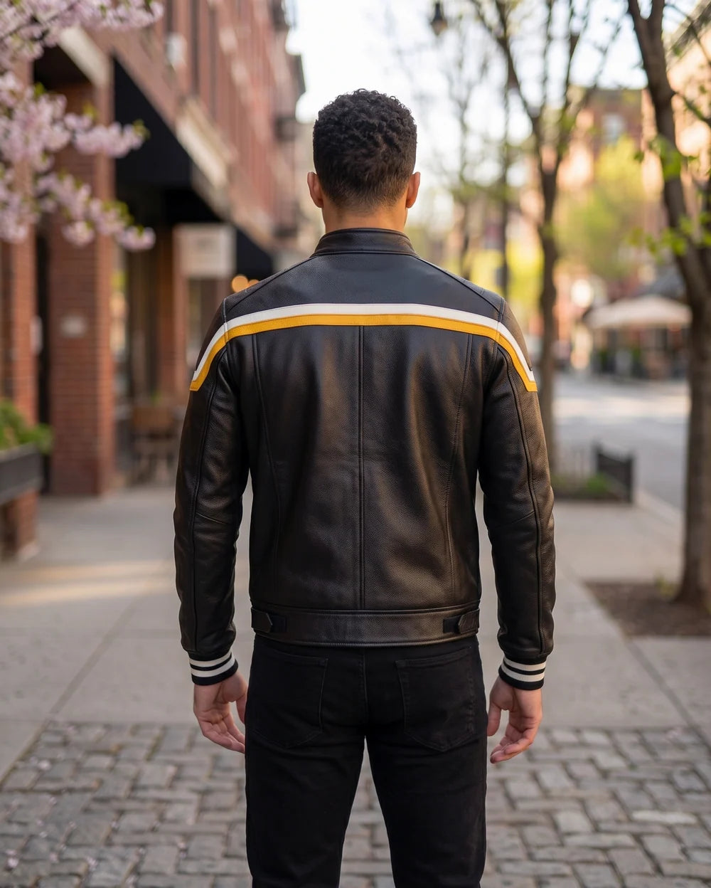 Black Bomber Stylish Leather Jacket For Men