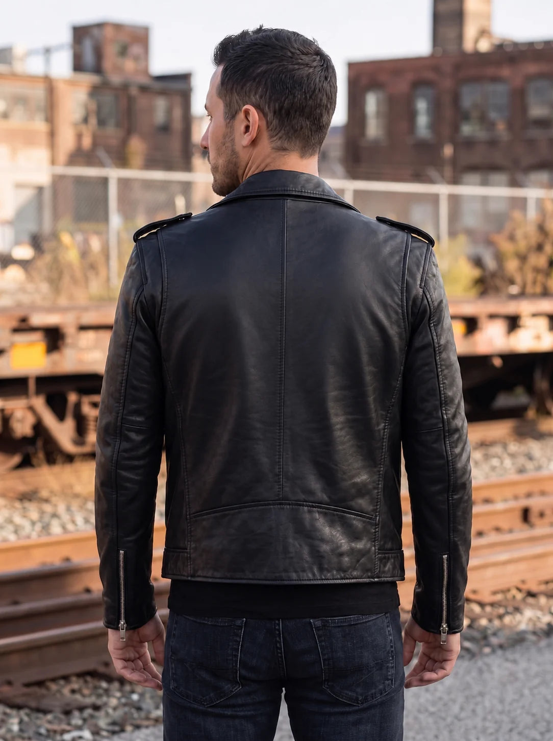 Black New Slimfit Biker Leather Jacket