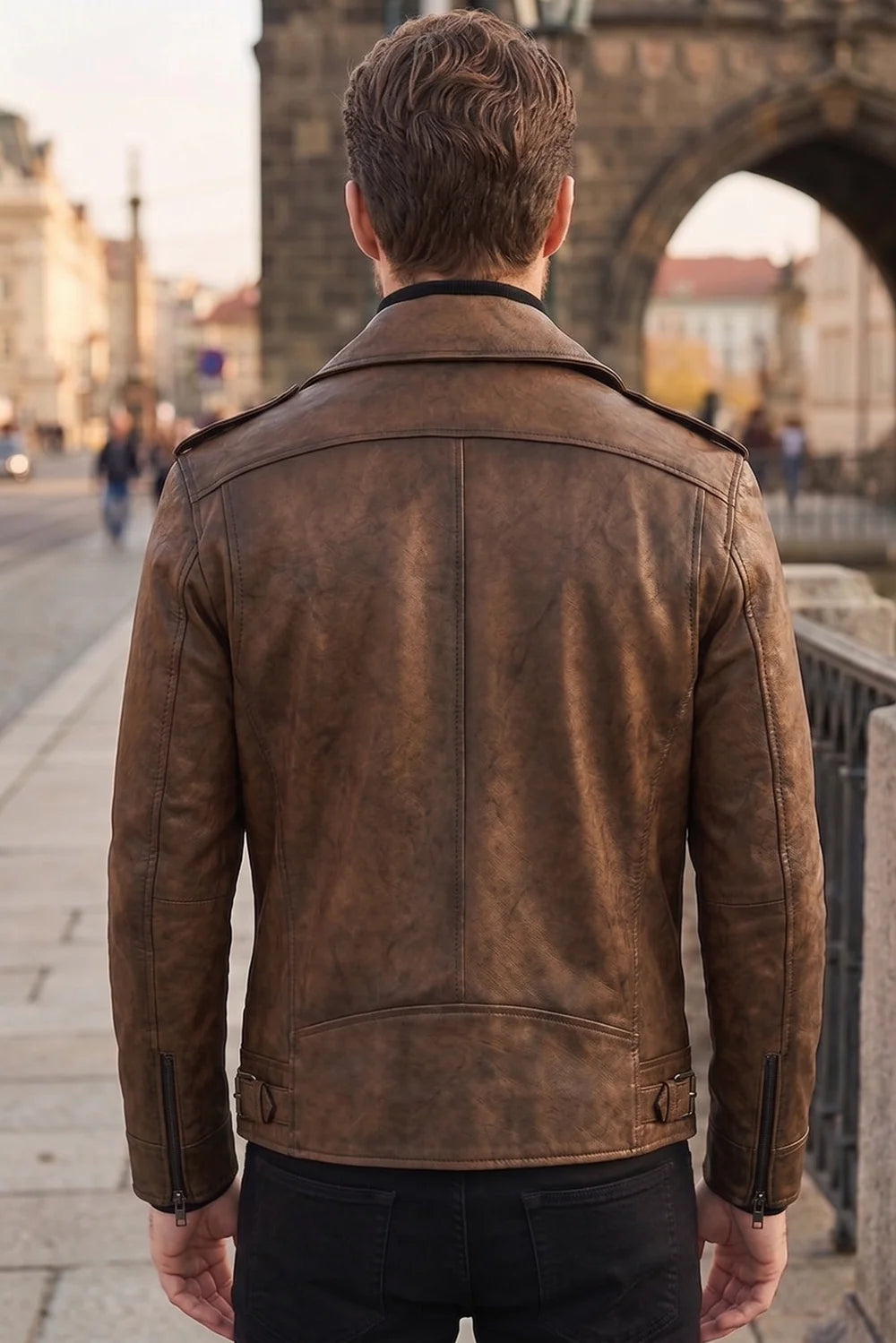 Carter Biker Brown Leather Jacket For Men