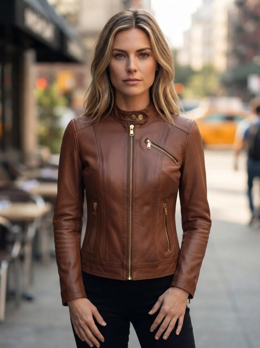 Catherine Brown Real Leather Jacket For Men
