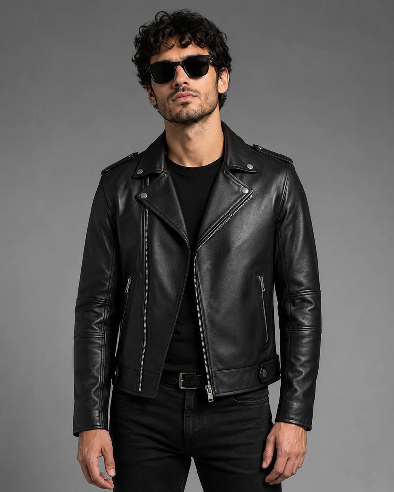 Printed Leather Jacket — Flames Artwork