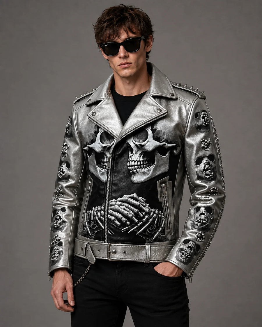Printed Gothic Leather Jacket