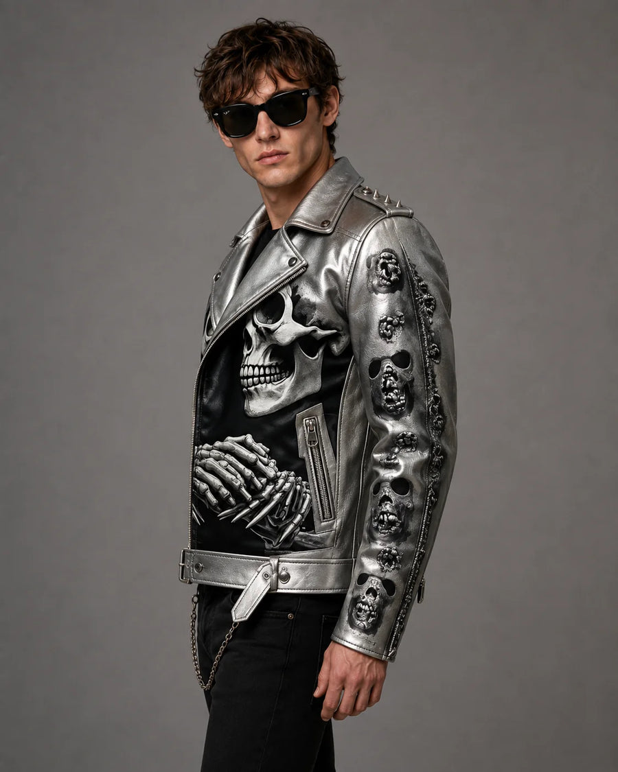 Printed Gothic Leather Jacket