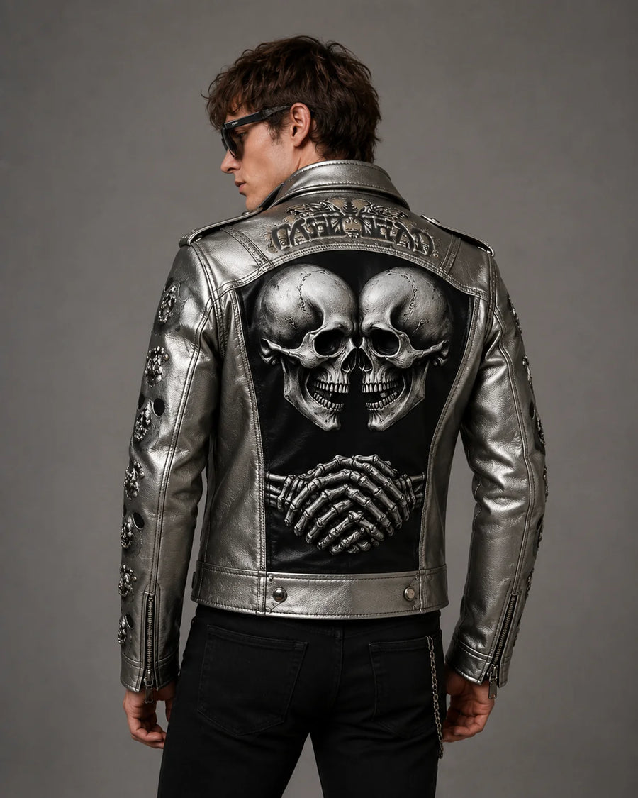 Printed Gothic Leather Jacket