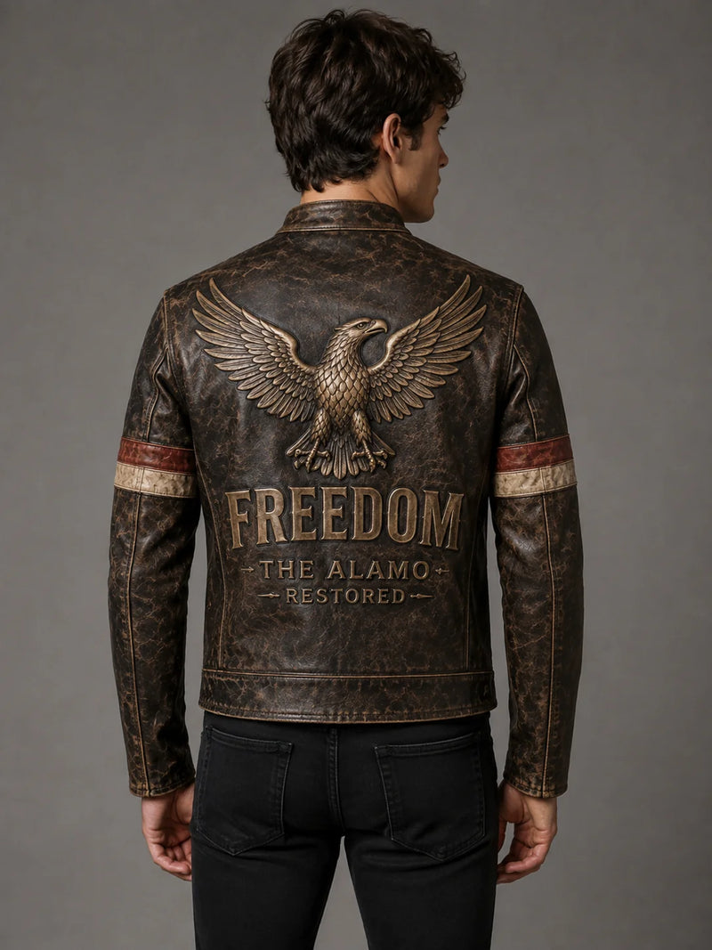 Printed Men's American Flag Leather Jacket