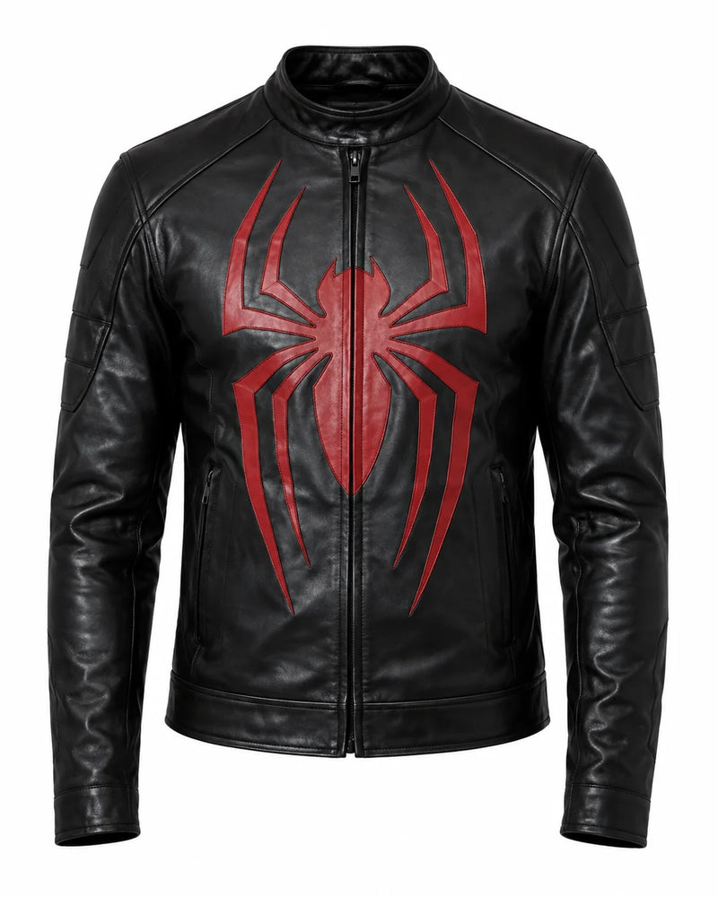 Printed Spiderman Inspired Leather Jacket