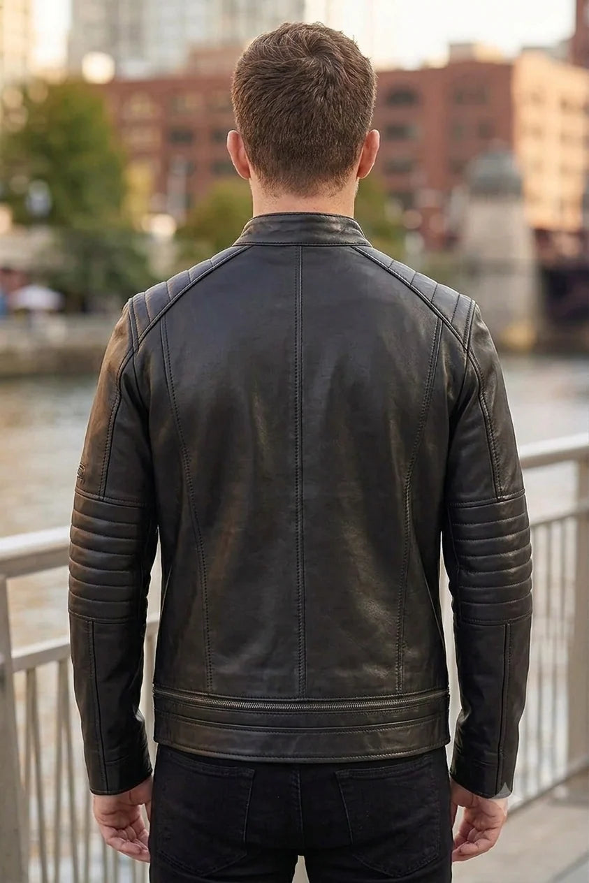 Chris Black Leather Drago Suede Jacket For Men