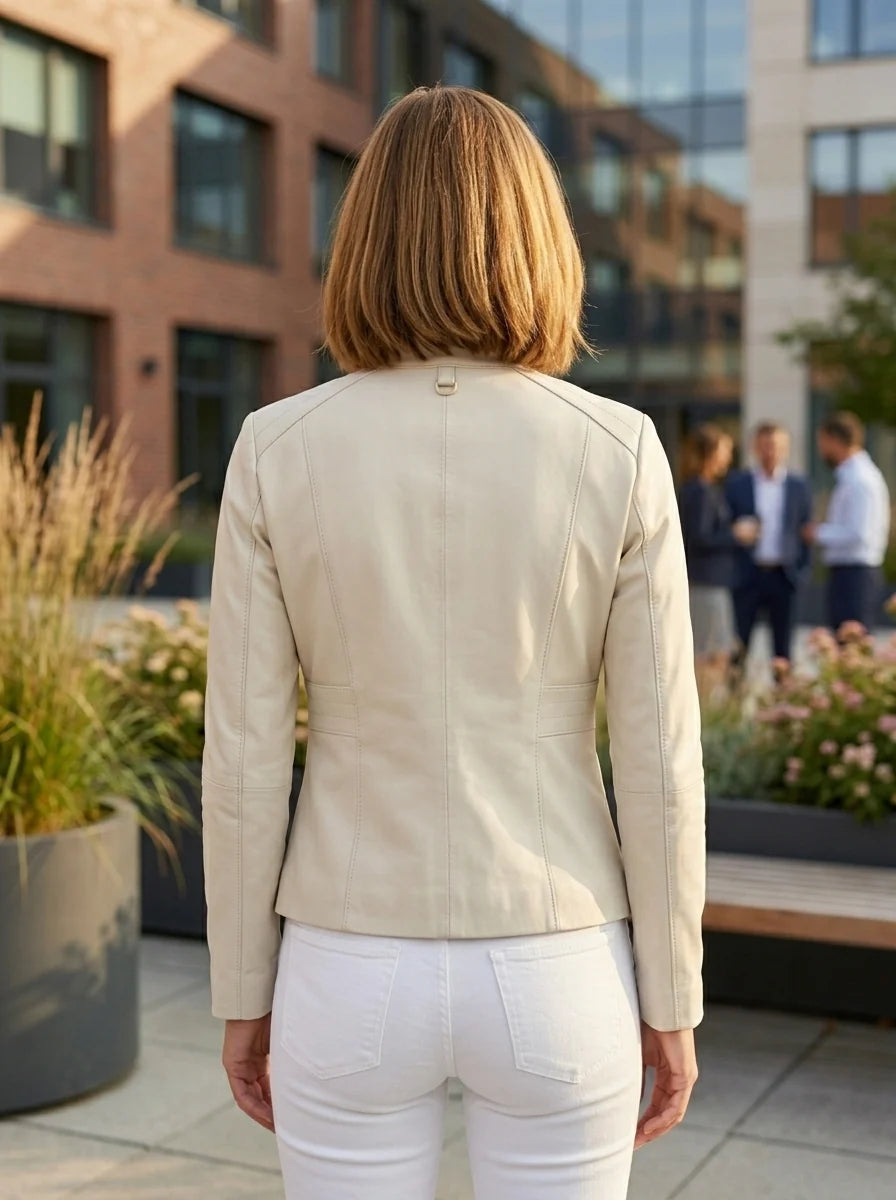 Diana White Sheepskin Leather Jacket For Women's
