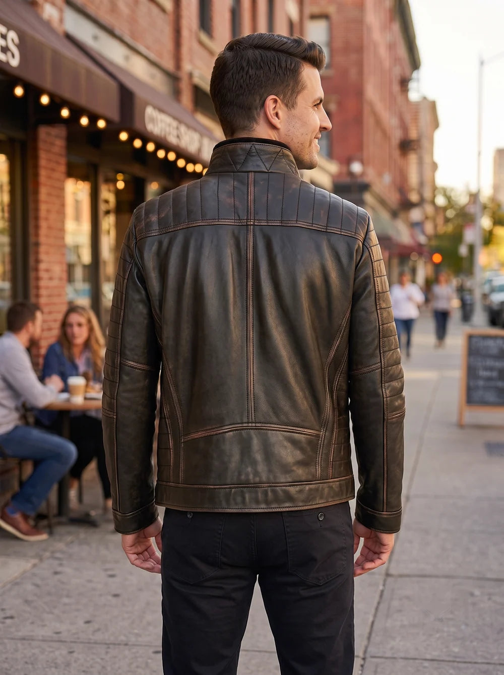 Enomial Men’s 100% Real Black Leather Classic Jacket