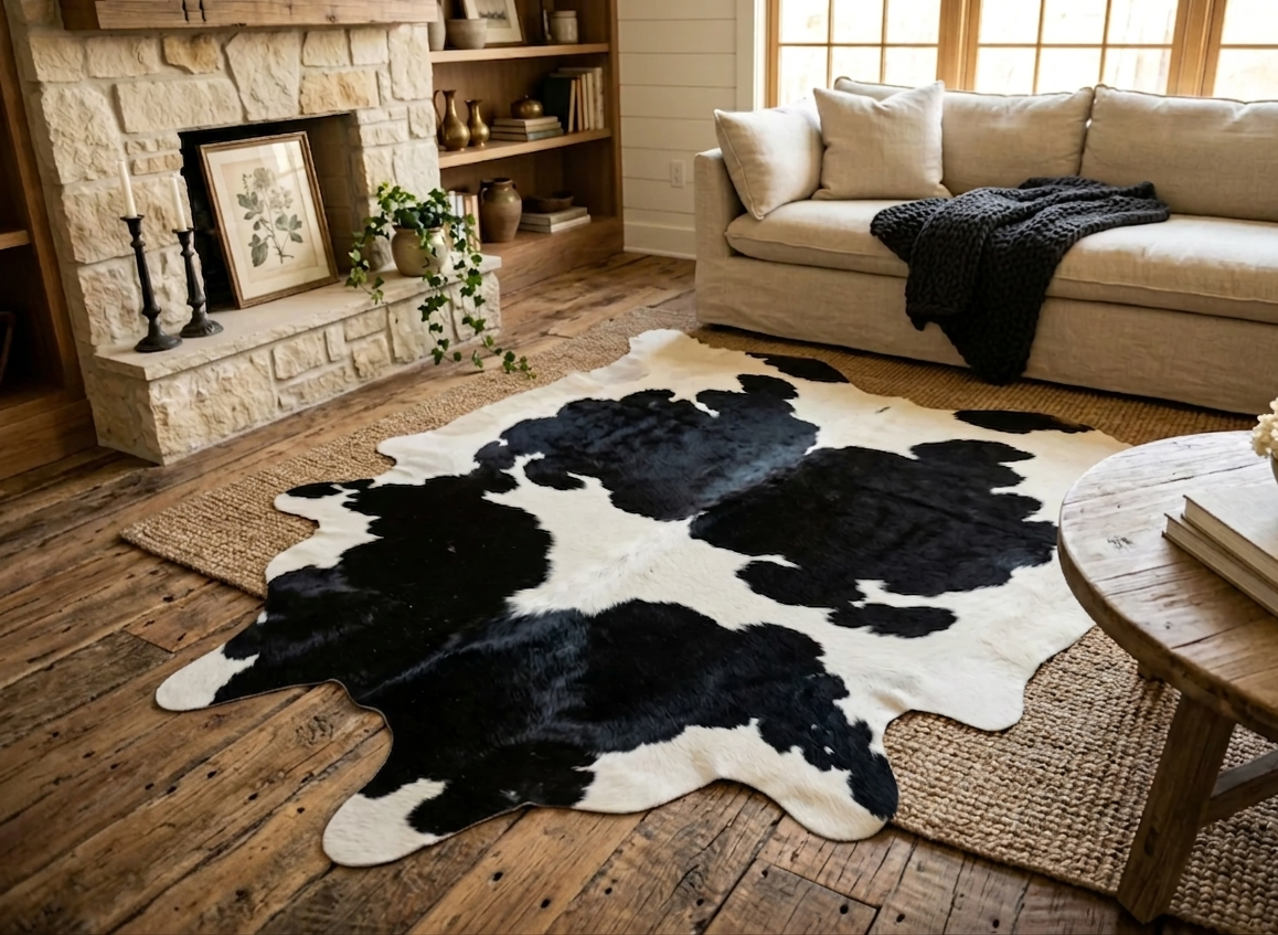 Black White Cowhide Rug Brazilian