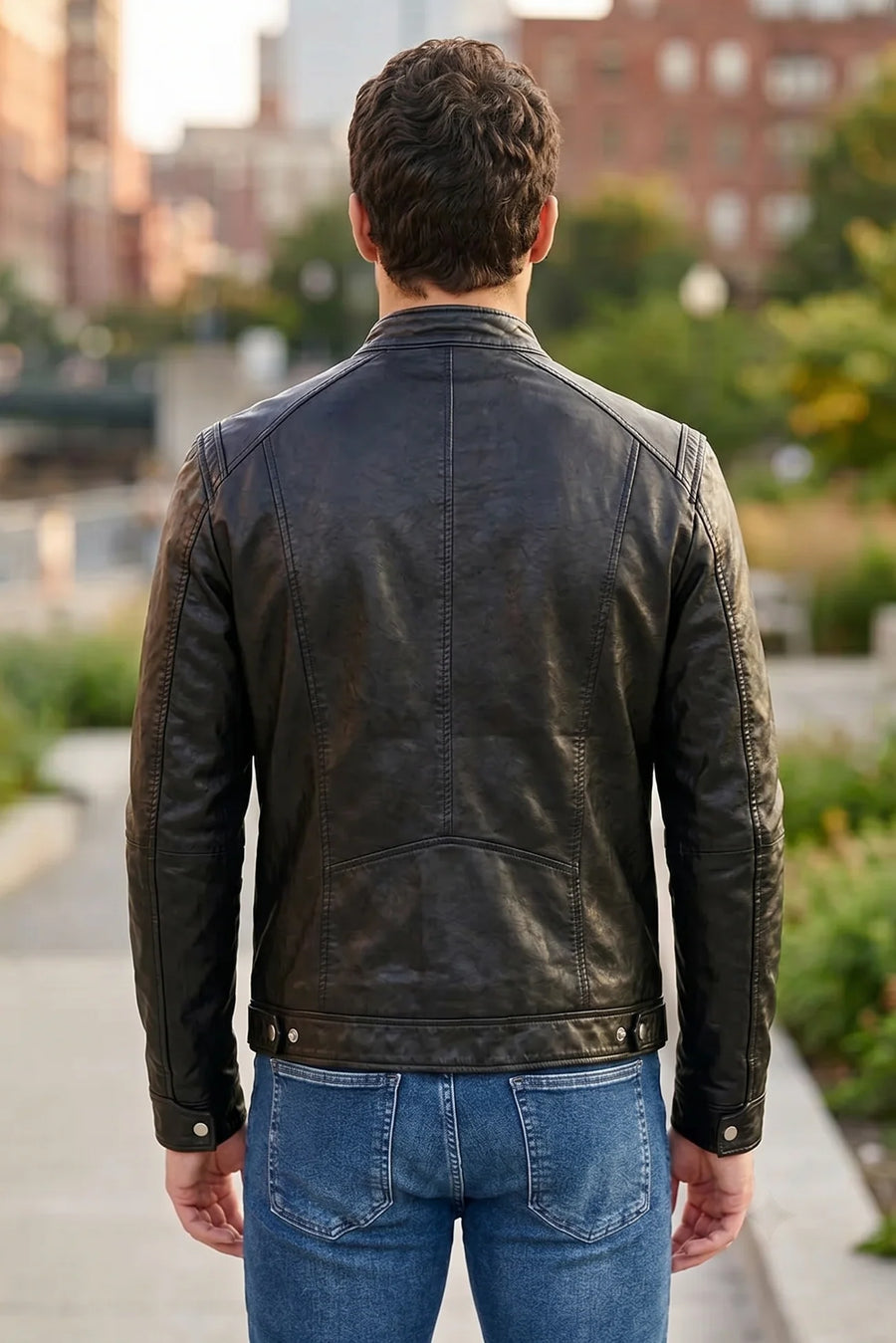 Grant Men’s 100% Real Olive Leather Biker Galore Jacket