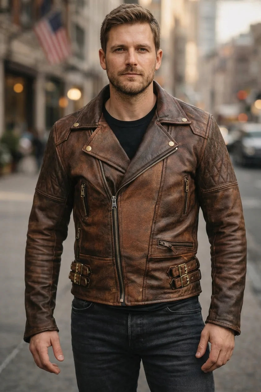Biker Motorcycle Vintage Brown Jacket