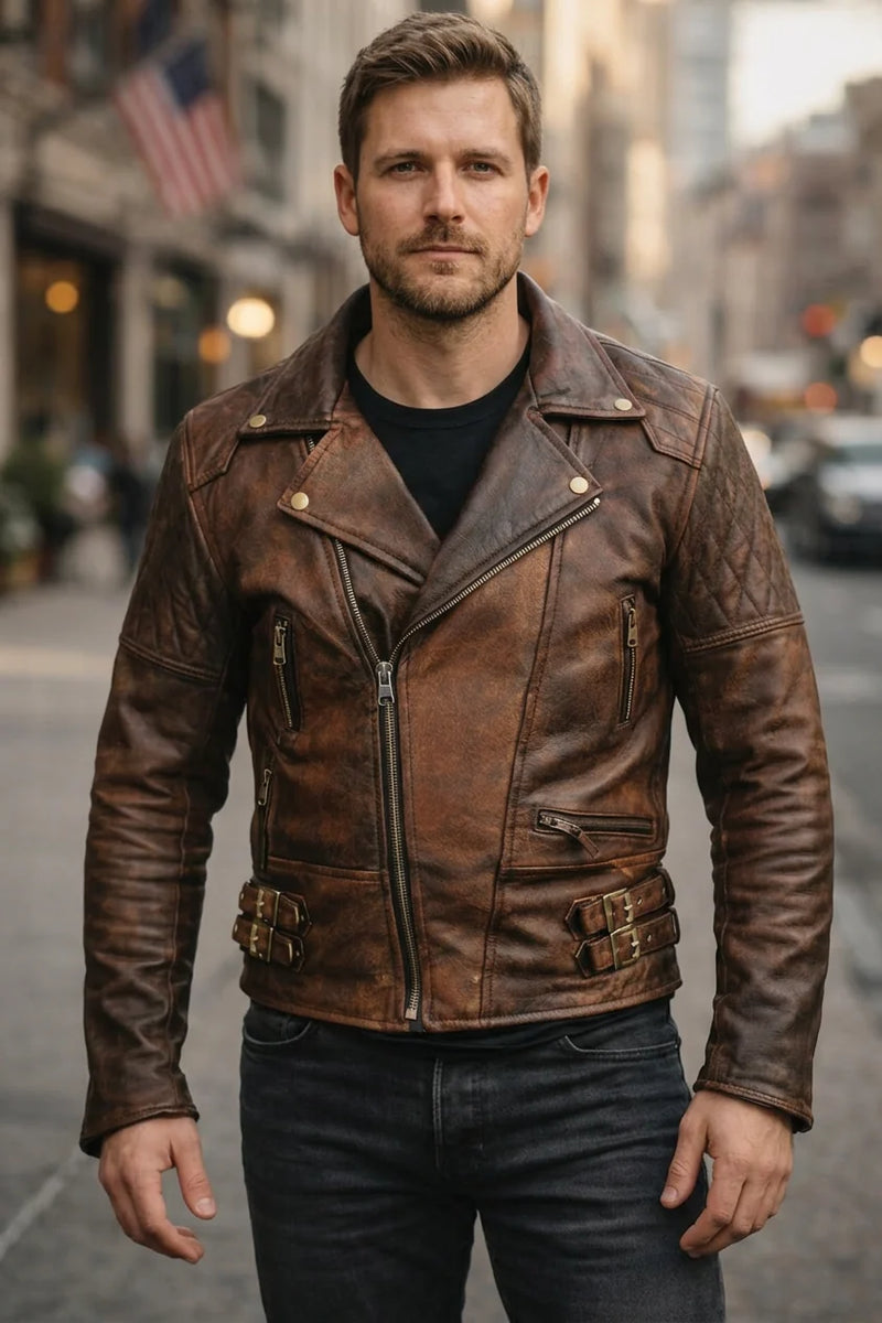 Biker Motorcycle Vintage Brown Jacket