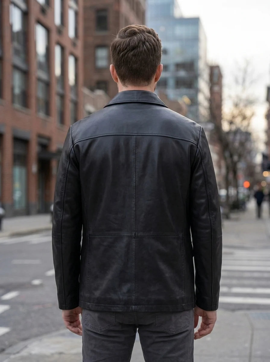 Jeffery Black Leather Coat for Men