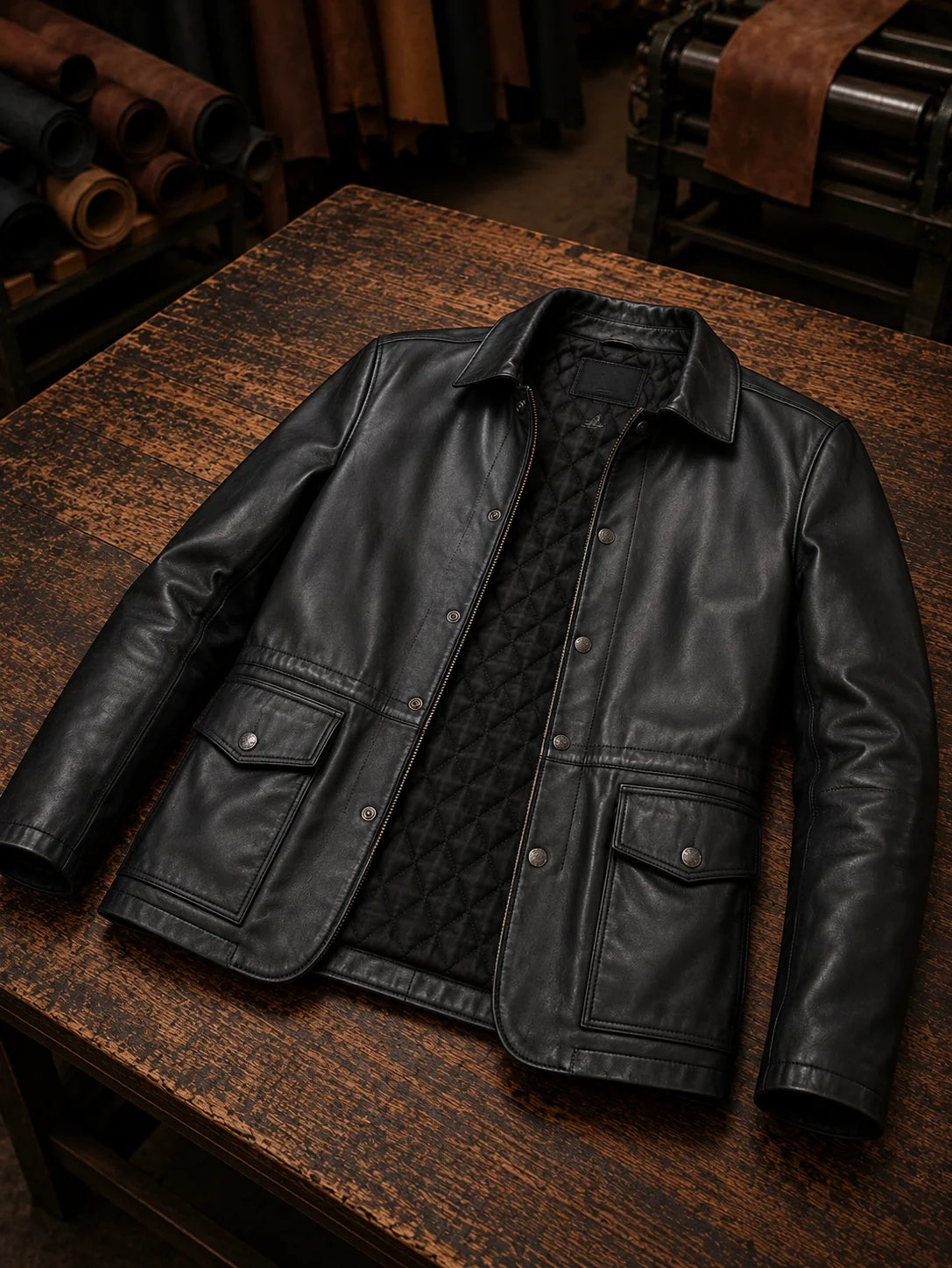Jeffery Black Leather Coat for Men