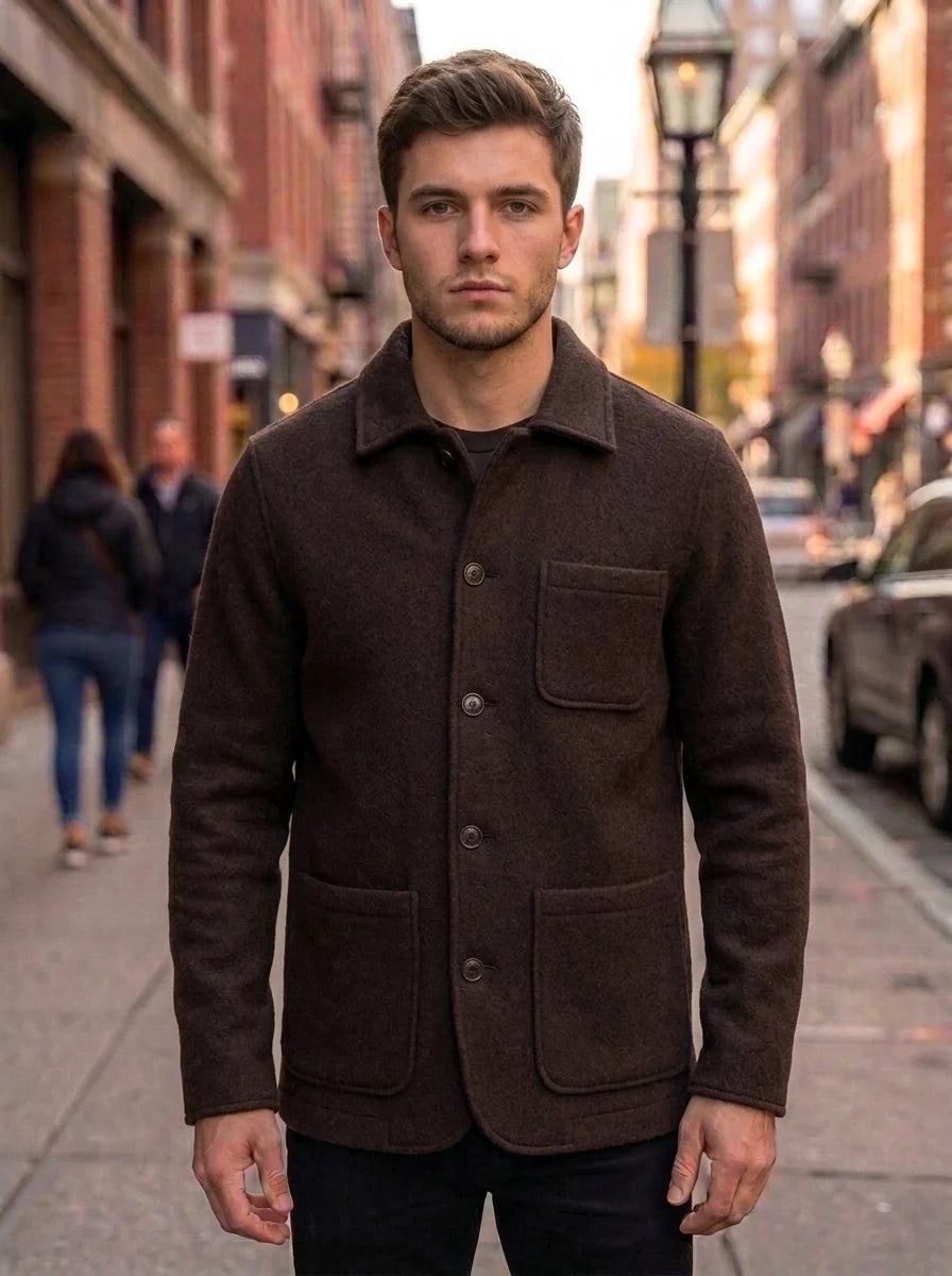 Men’s Premium Dark Brown Leather Chore Jacket