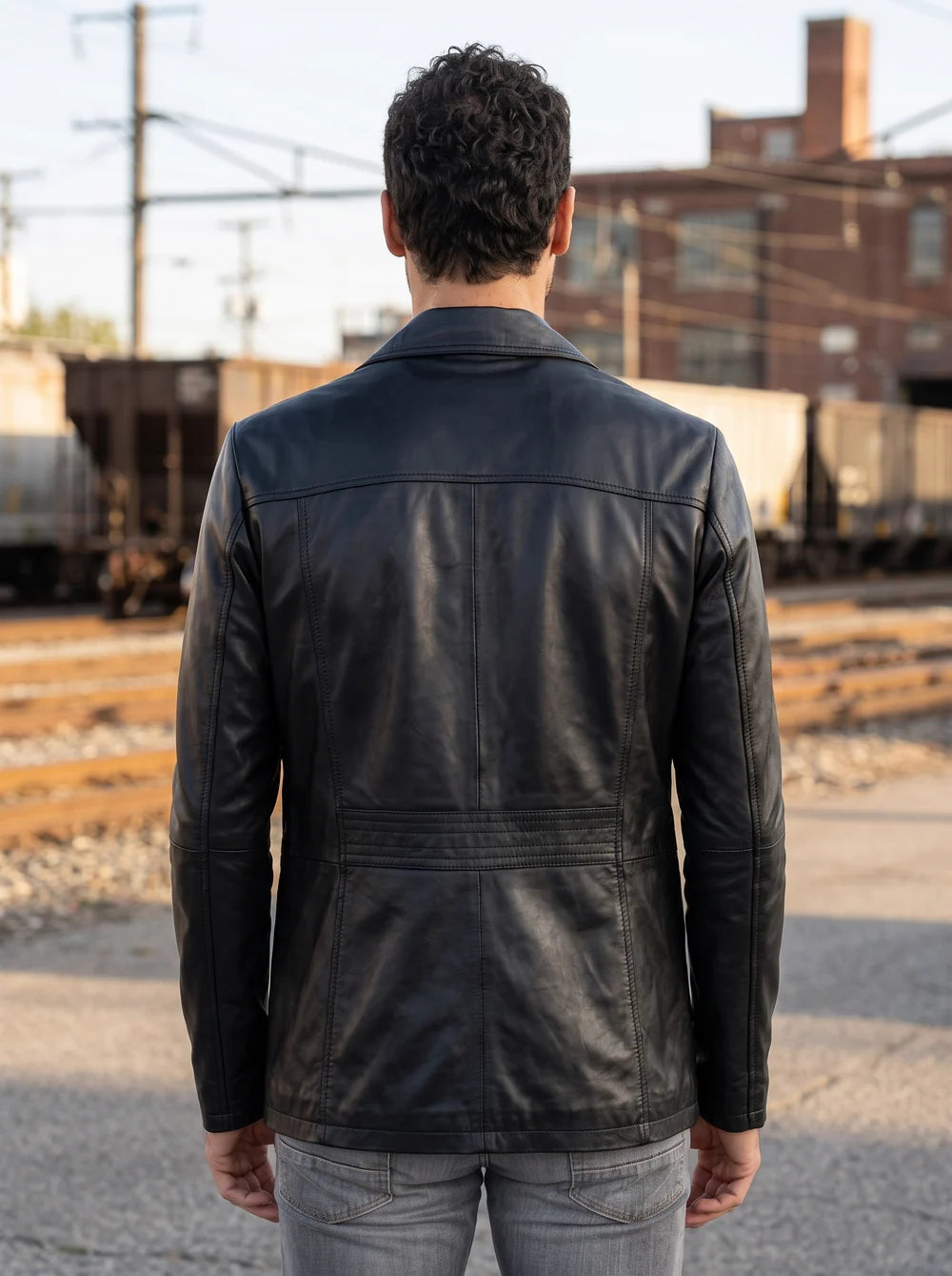 Modern Black Leather Jacket For Men