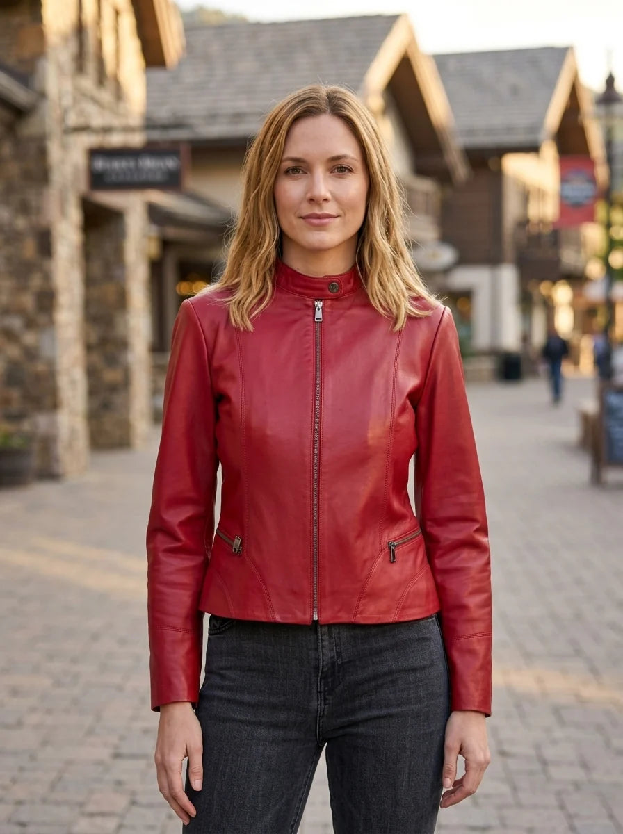 Red Viola Women's Leather Jacket