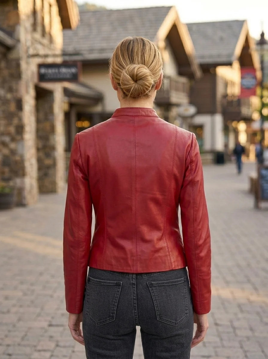 Red Viola Women's Leather Jacket