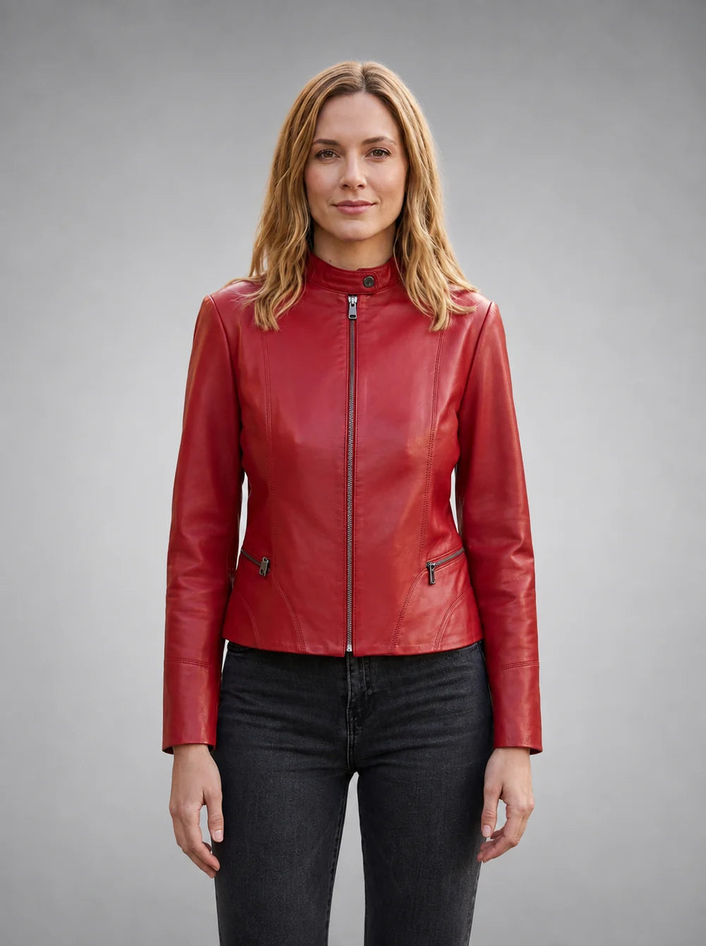 Red Viola Women's Leather Jacket