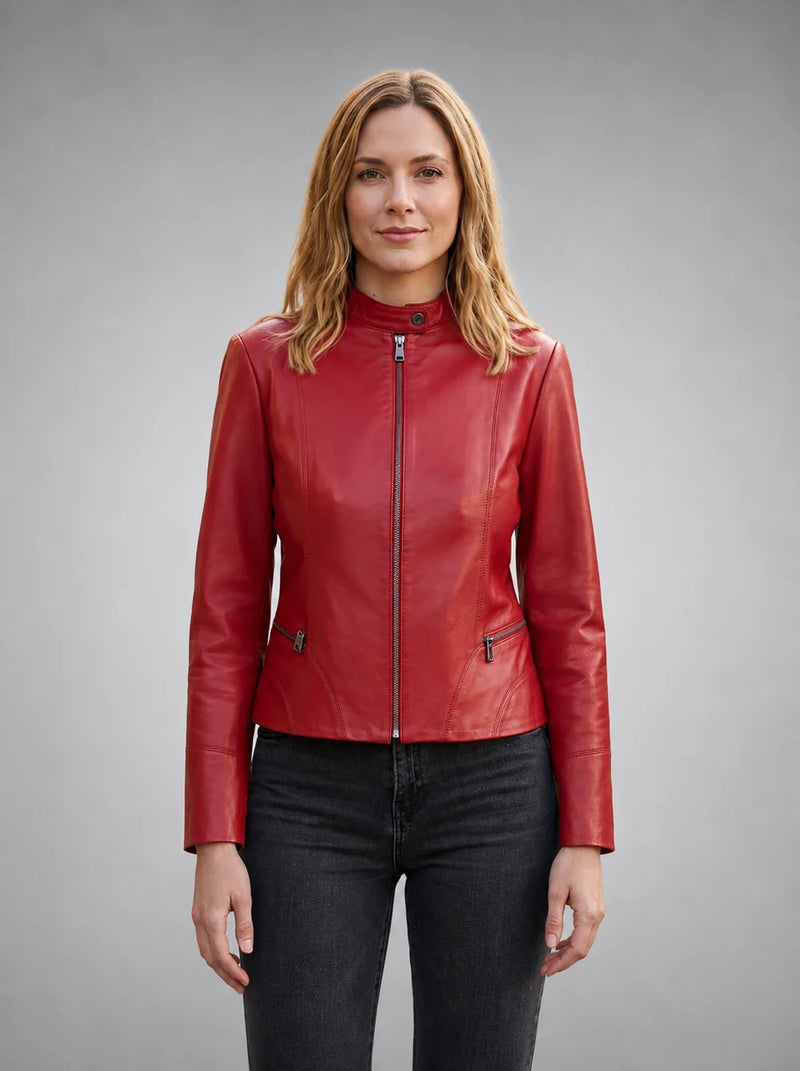 Red Viola Women's Leather Jacket