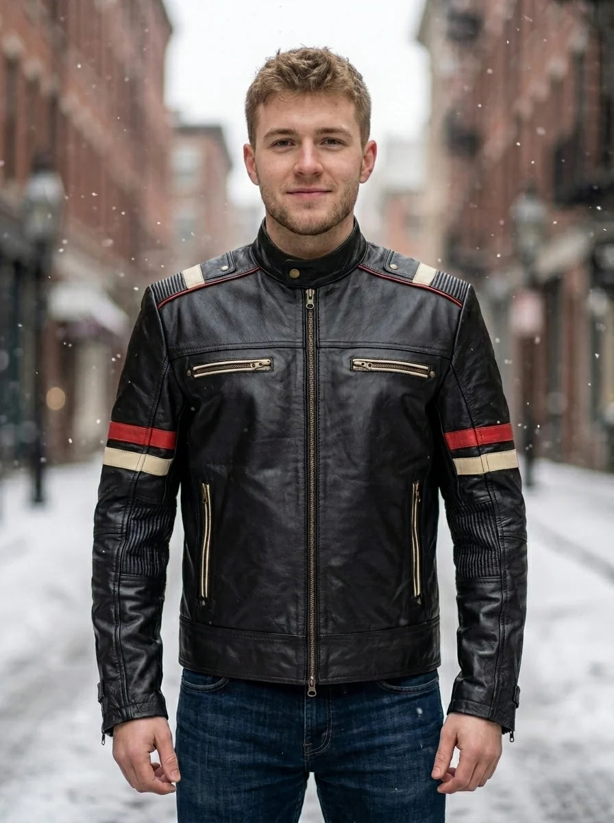 Retro Black Stylish Leather Jacket For Men