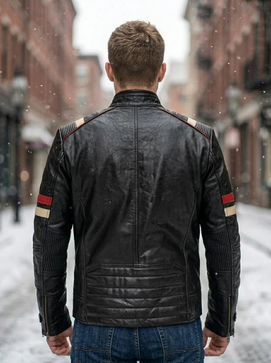 Retro Black Stylish Leather Jacket For Men