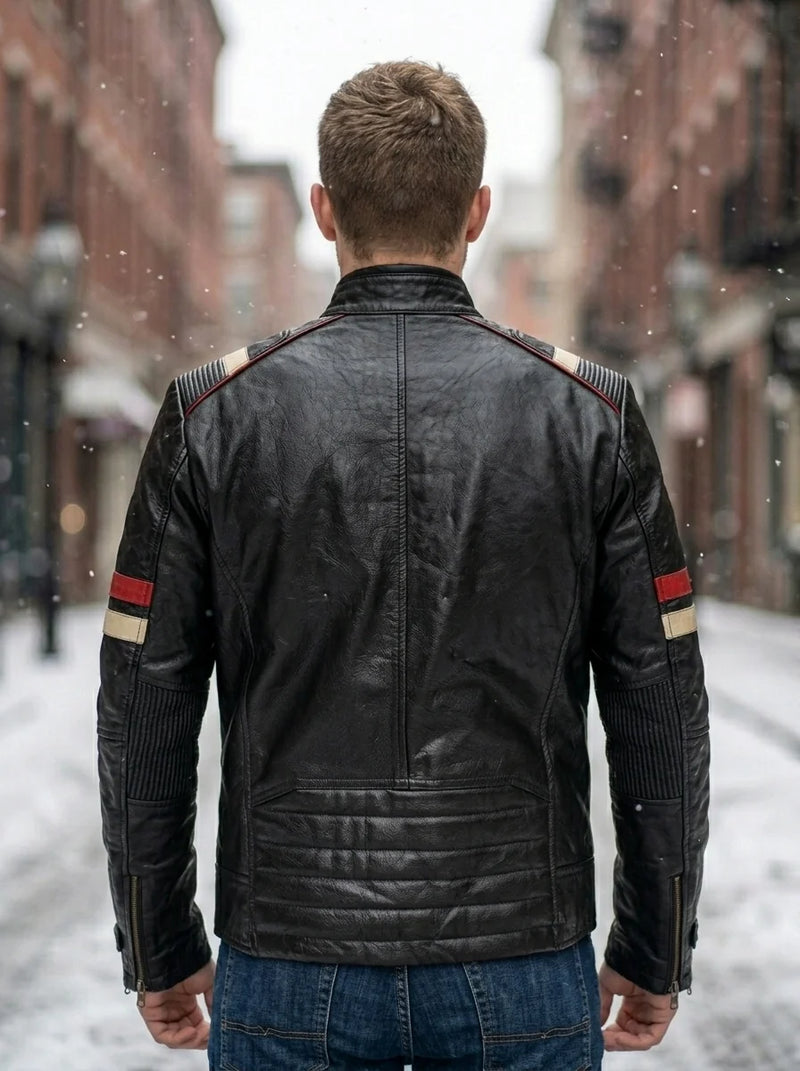 Retro Black Stylish Leather Jacket For Men
