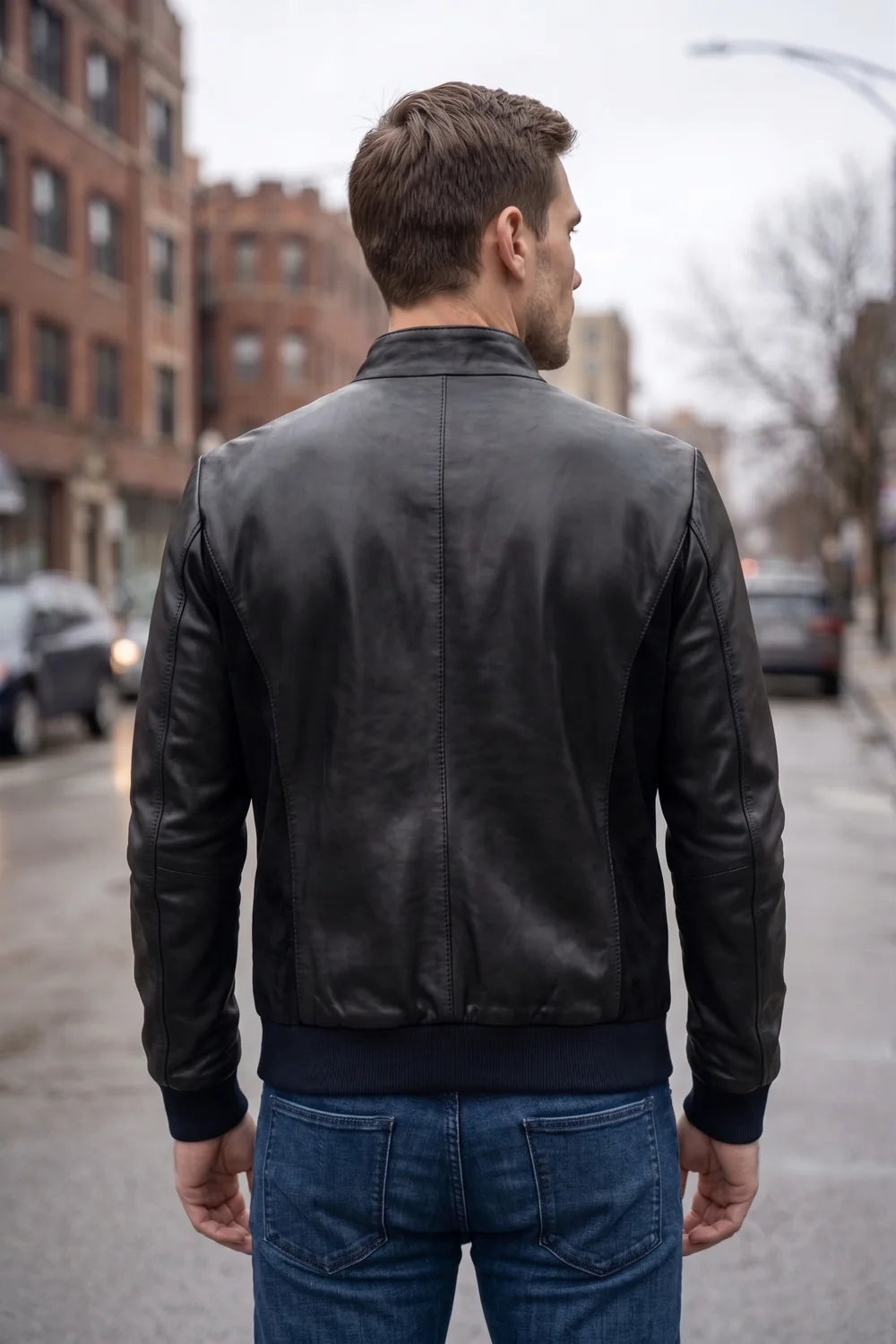 Stephen Black Men Real Leather Jacket
