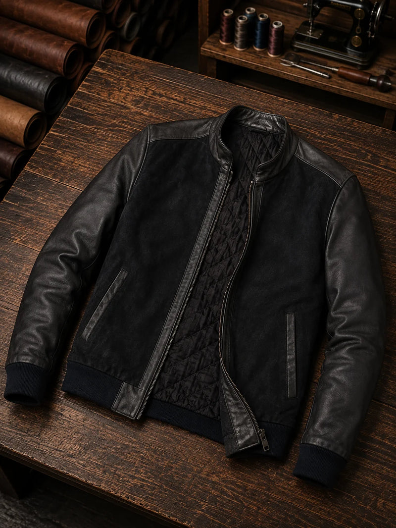 Stephen Black Men Real Leather Jacket