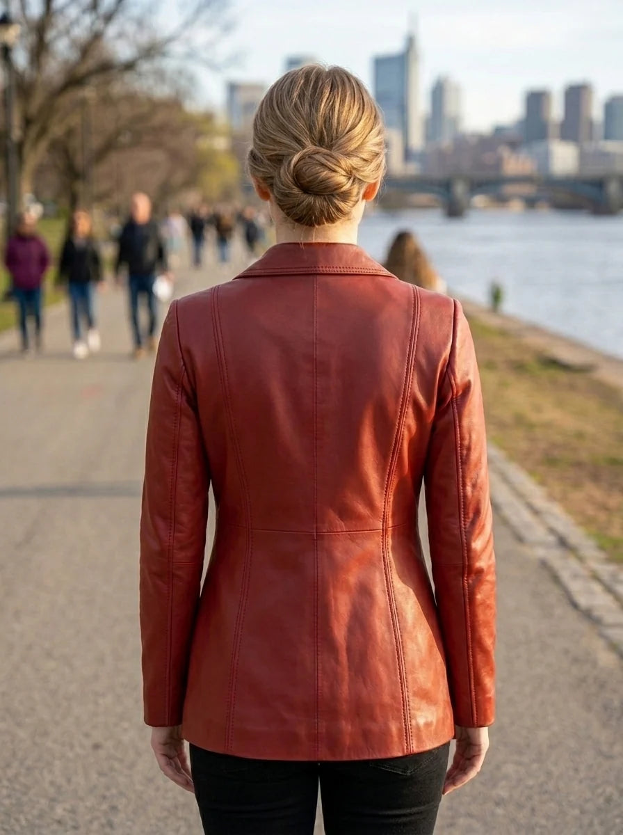 Stylish Women’s Merlot Red Quilted Leather Moto Jacket