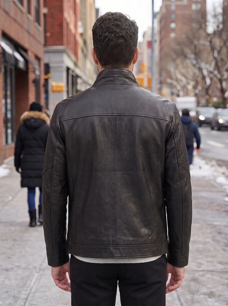 Urban Rebel Distressed Men’s Biker Leather Jacket